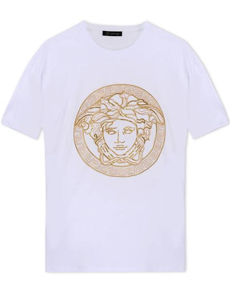 versace white shirt short sleeve|plain white Versace shirt.